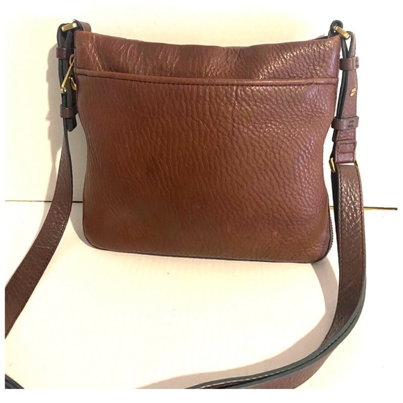Fossil Brown distressed crossbody Leather Bag with Gold Accents - Picture 2 of 11